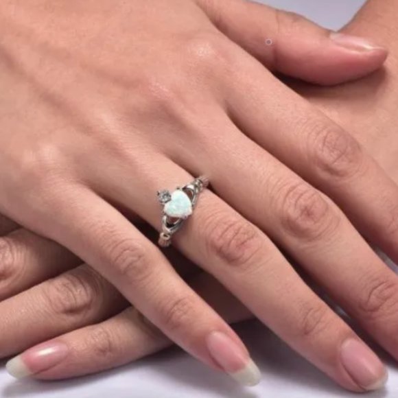 Claddagh Ring, Opal - Size 7 (U.S.) - Picture 2 of 5